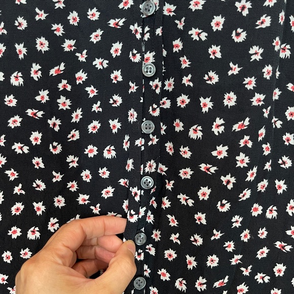 Loft Floral Dress Women's M Long Sleeve V Neck Button Front Drop Waist Casual - Picture 5 of 12